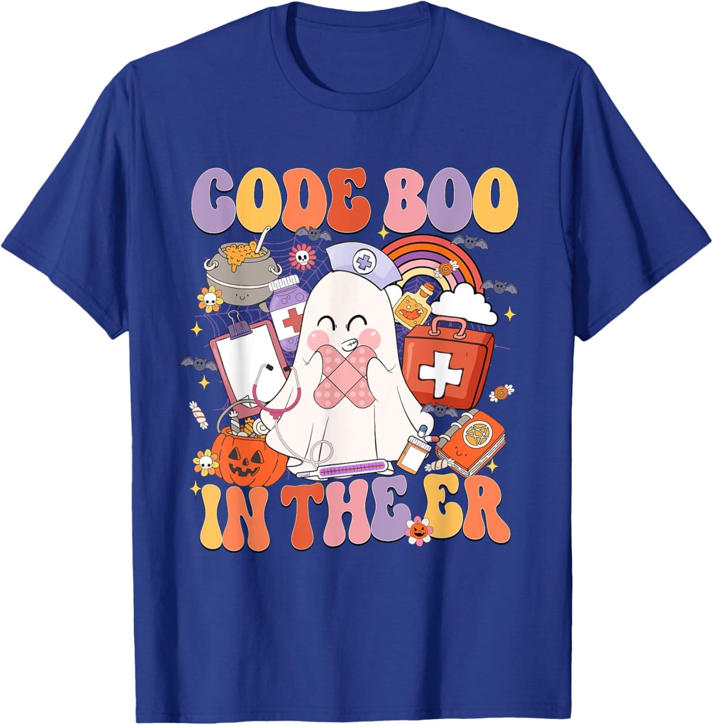 Code Boo In The ER Emergency Room Nurse Boo Halloween T-Shirt - T-Shirt | Royal