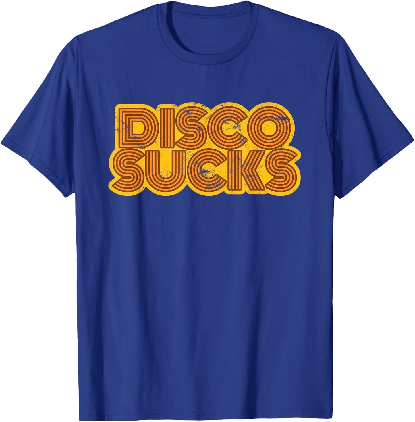 Disco Sucks Vintage Style Funny Concert 70s Distressed T-Shirt - T-Shirt | Royal