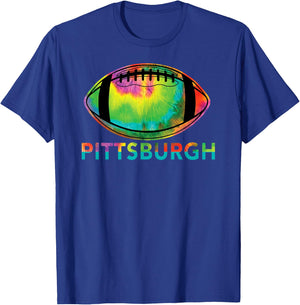 Tie Dye Cool Football Design Apparel Pittsburgh T-Shirt - T-Shirt | Royal
