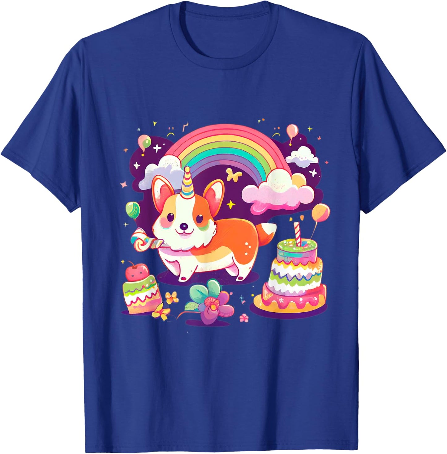 Corgi Unicorn Rainbow Cake T-Shirt - T-Shirt | Royal