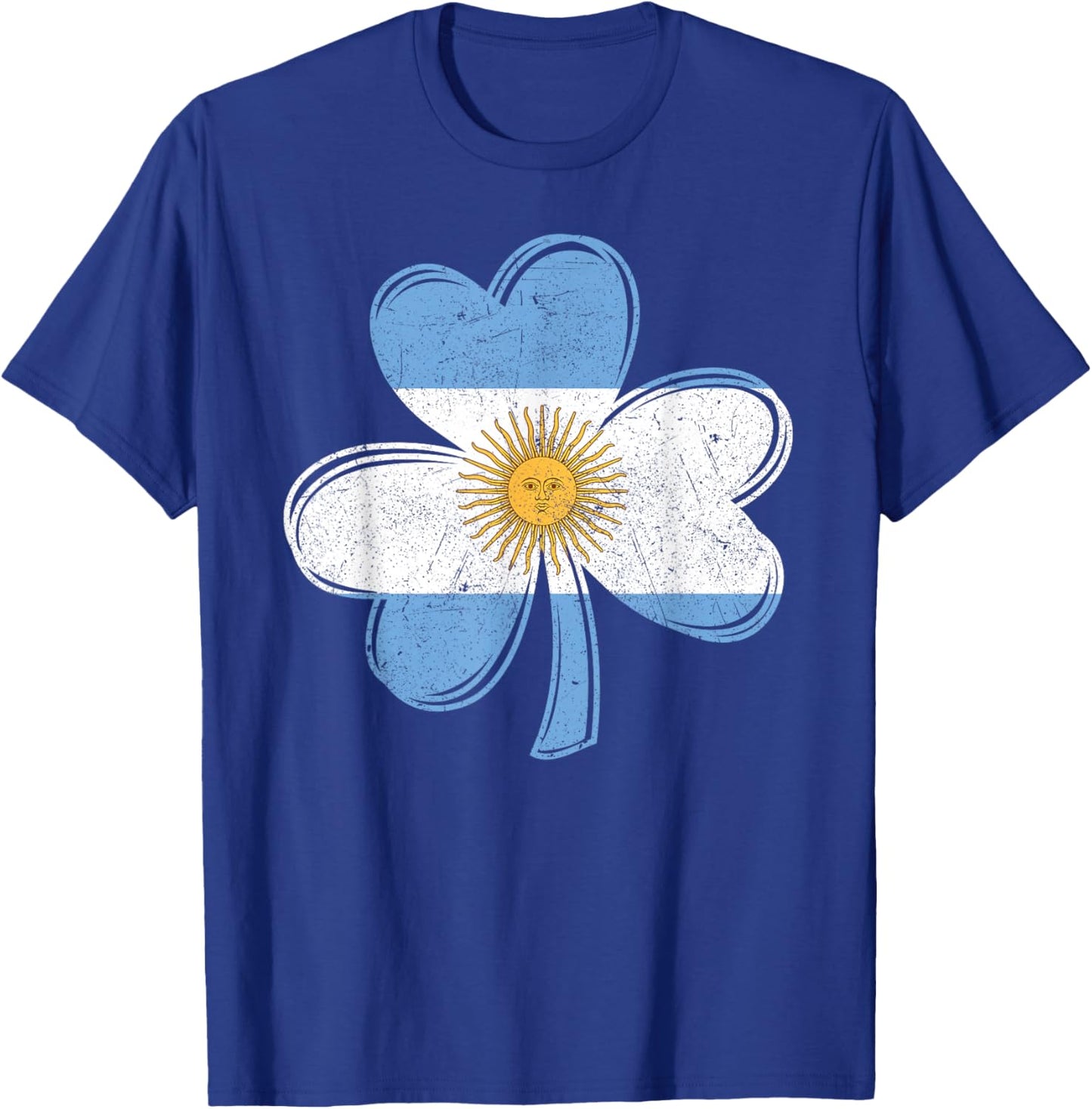 Argentina Flag Shamrock Irish Patriotic Patricks Day Retro T-Shirt - T-Shirt | Royal