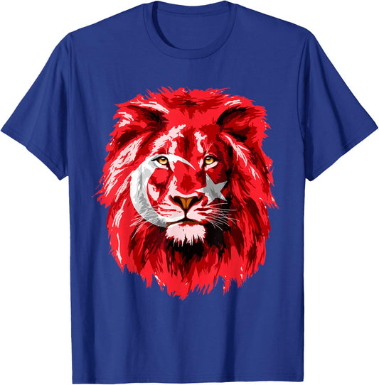 Turkey Flag with Lion Face Turkish Türkiye Flag T-Shirt - T-Shirt | Royal
