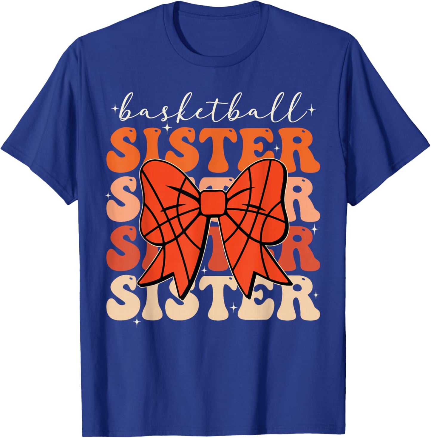 Basketball Sister Vintage Sport Lover Sister Mothers Da T-Shirt - T-Shirt | Royal