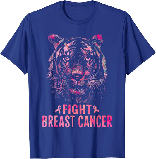 Fight Breast Cancer Awareness 2025 Shirts Tiger T-Shirt - T-Shirt | Royal