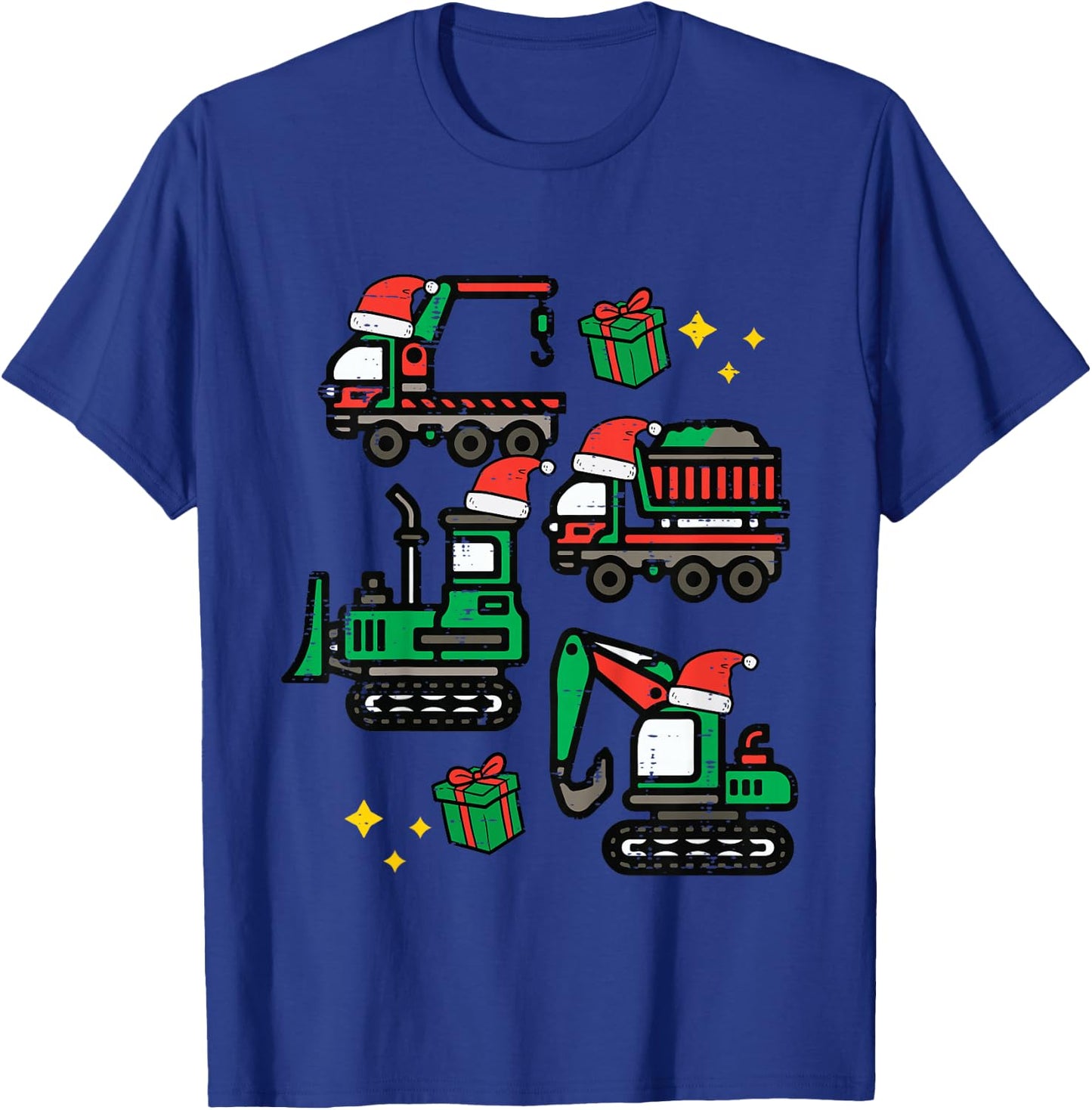 Kids Christmas Construction Trucks Santa Xmas Boys Kids Toddler T-Shirt - T-Shirt | Royal