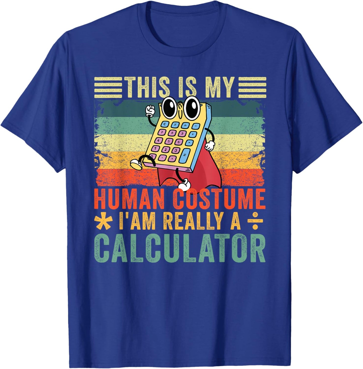 Math Calculator Costume - Black, Small - -Adults T-Shirt - T-Shirt | Royal