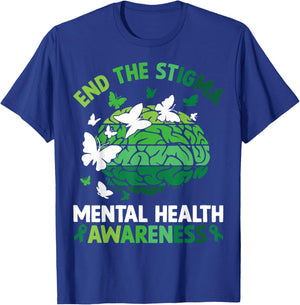 End The Stigma Mental Health Matters Mental Health Awareness T-Shirt - T-Shirt | Royal