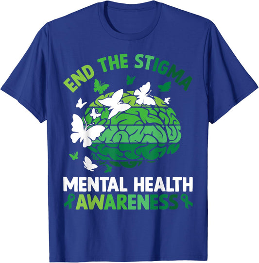 End The Stigma Mental Health Matters Mental Health Awareness T-Shirt - T-Shirt | Royal