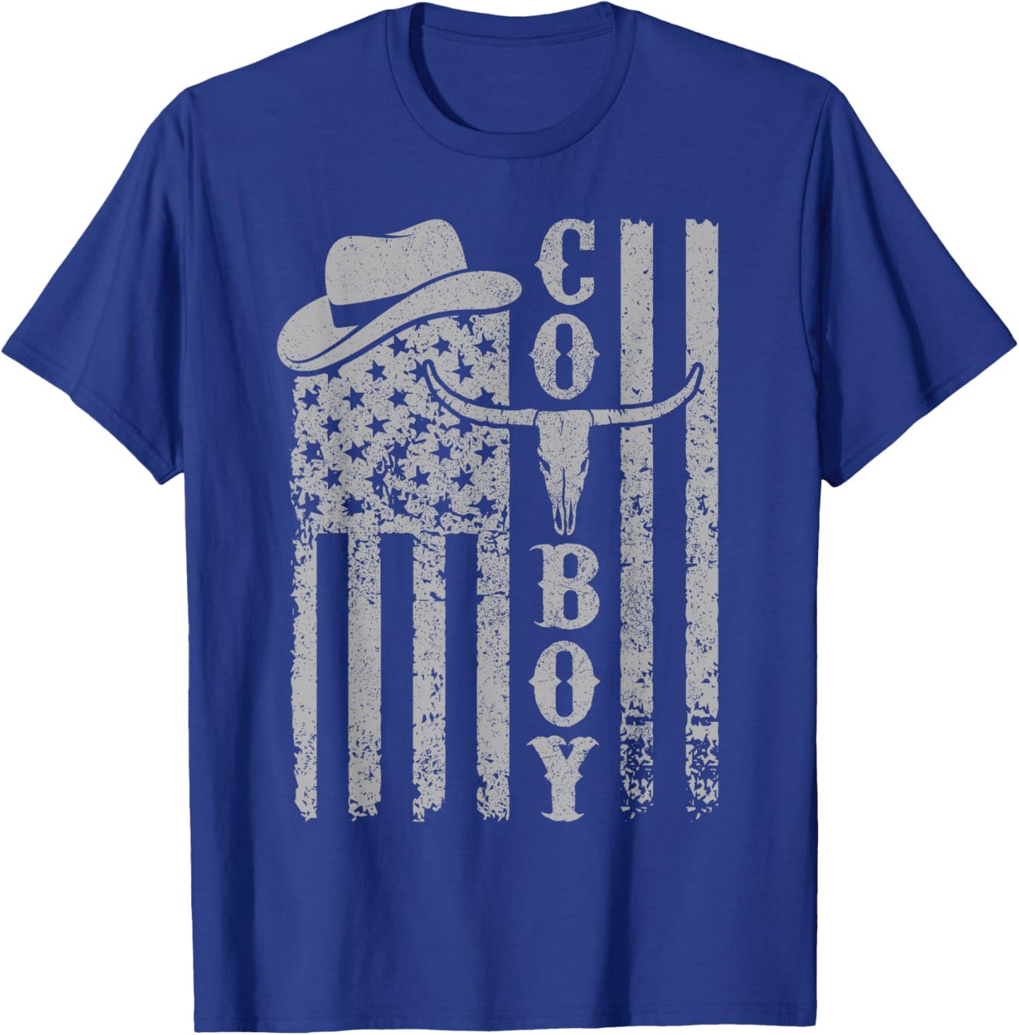 Western Country Men Teen Boy Kid Rodeo Southern Retro Cowboy T-Shirt - T-Shirt | Royal