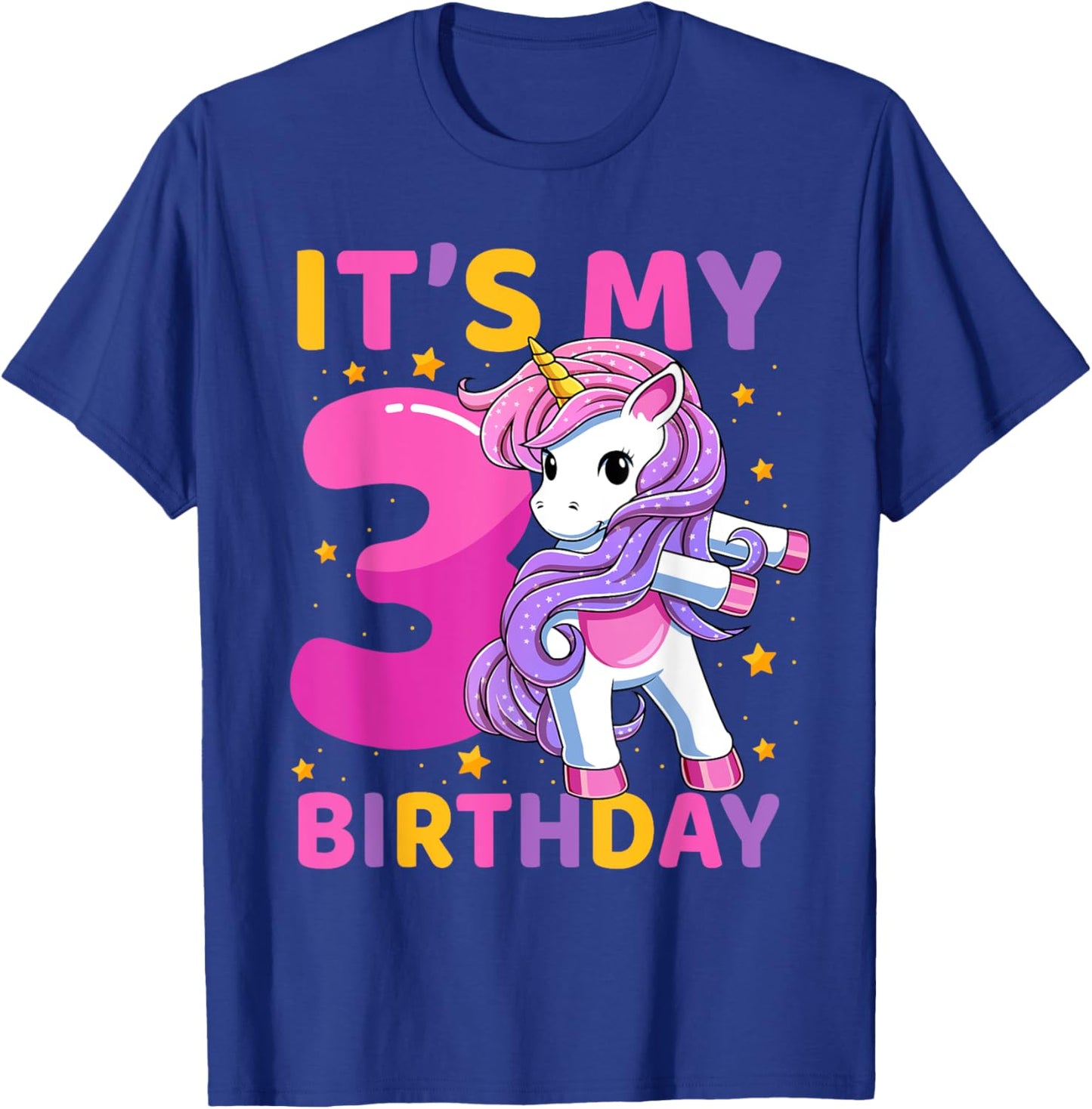 3 Years Old Unicorn Flossing 3rd Birthday Party Girls Kids T-Shirt - T-Shirt | Royal