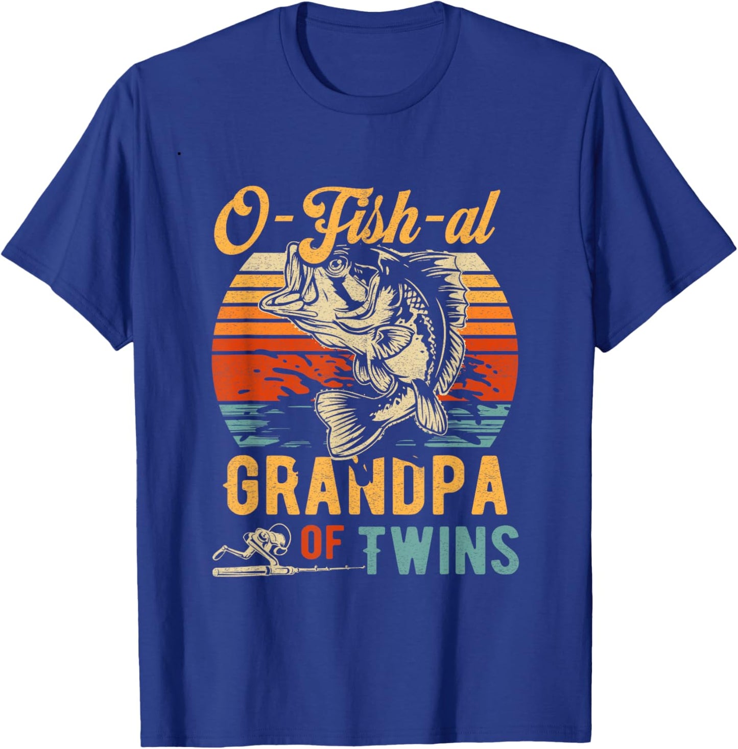 O Fish Al Grandpa Twins Baby Announcement Fishing Fisherman T-Shirt - T-Shirt | Royal