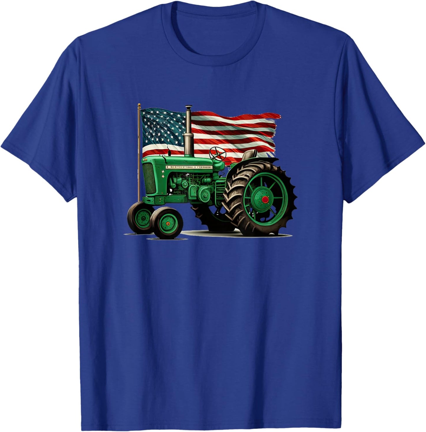 Agriculture Farm Tractor USA Flag Tractor American Farm USA T-Shirt - T-Shirt | Royal