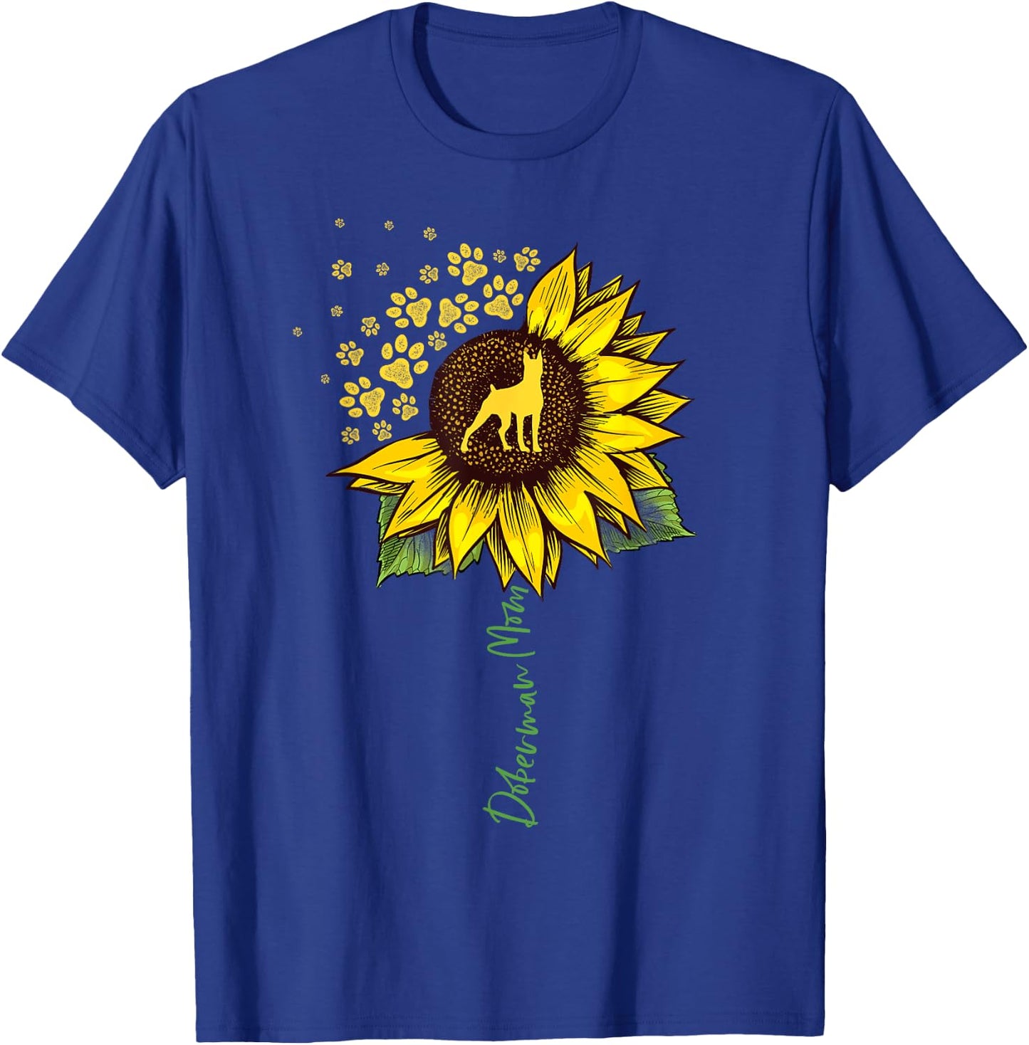 Doberman Mom Sunflower Doberman Pinscher Gifts Dog Mom Mama T-Shirt - T-Shirt | Royal