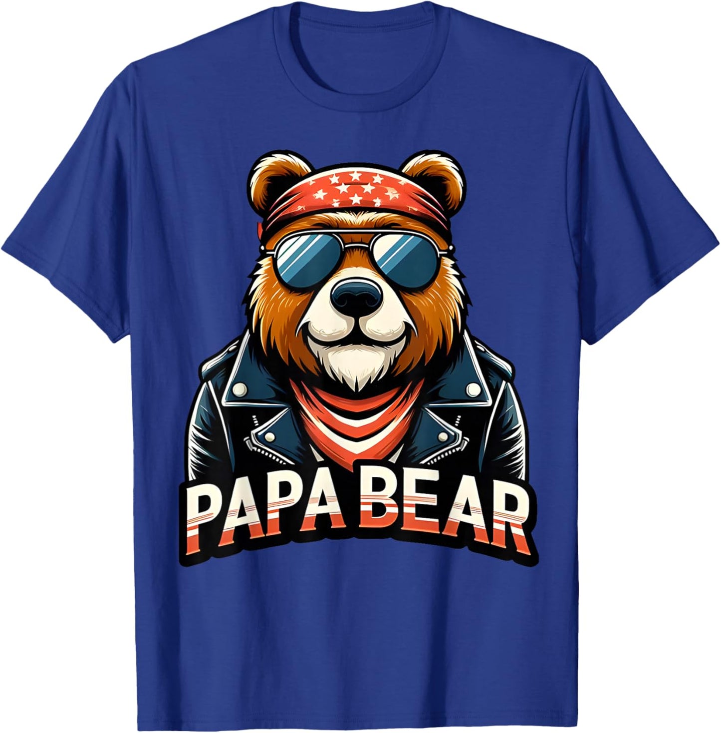 Papa Bear Shirt Fathers Day Gift Patriotic Proud Best Dad T-Shirt - T-Shirt | Royal