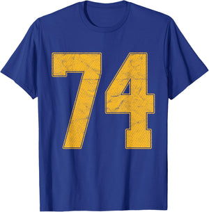 Number 74 Numbered Uniform Sports Team Jersey 74th Birthday T-Shirt - T-Shirt | Royal