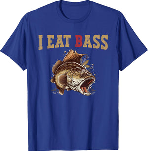 I Eat Bass Humor Fishing T-Shirt - T-Shirt | Royal