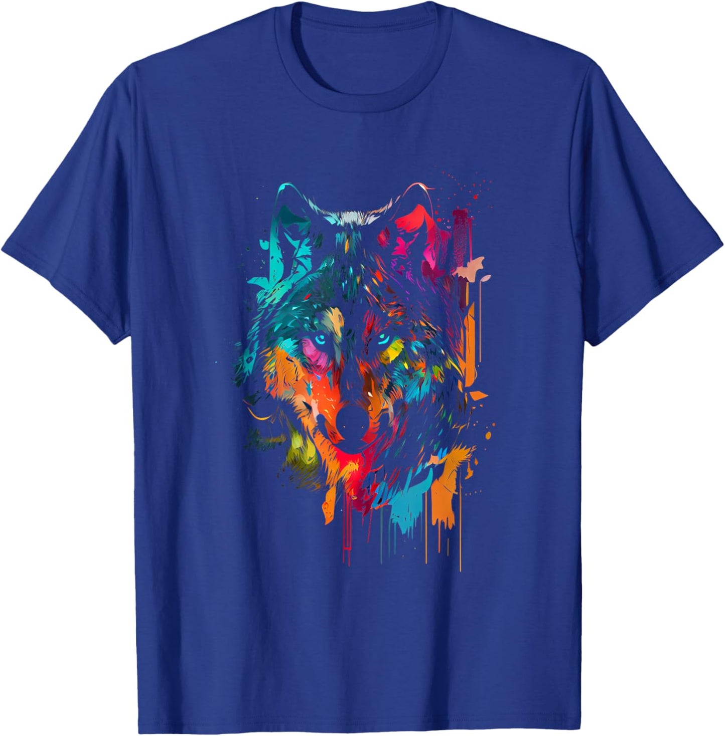 Wolf Color Colorful Hunter Forest Wolf Lover Big Wolf T-Shirt - T-Shirt | Royal