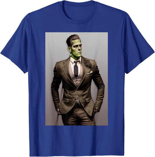 Frankenstein Dapper Frankenstein Monster In a Suit Halloween T-Shirt - T-Shirt | Royal