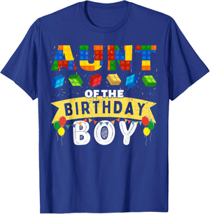 Aunt of the birthday boy Building Blocks Master builder T-Shirt - T-Shirt | Royal