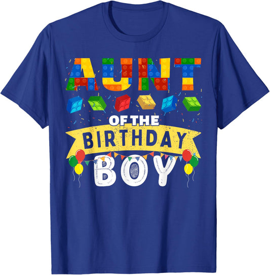 Aunt of the birthday boy Building Blocks Master builder T-Shirt - T-Shirt | Royal