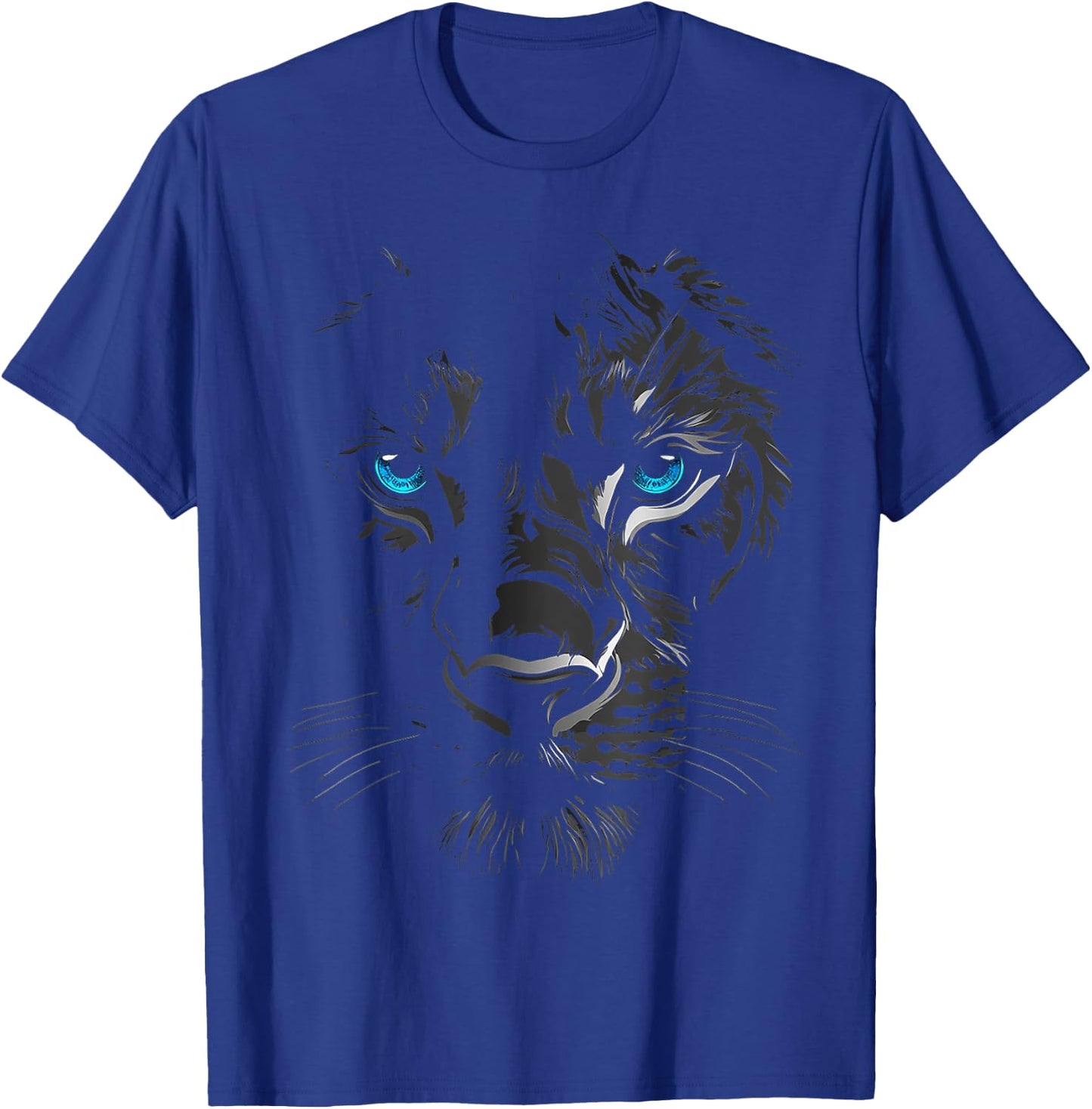 Lion Animal Graphic Blue Eyes Illustration Lion T-Shirt - T-Shirt | Royal