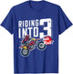 3rd Birthday Motor Cross, Dirt Bike, Birthday Riding Into 3 T-Shirt - T-Shirt | Royal