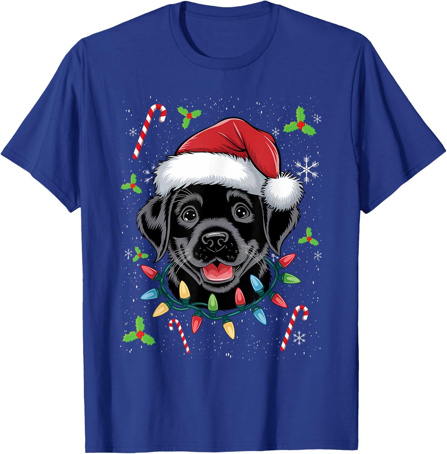 Black Lab Labrador Christmas Tree Light Pajama Dog Xmas Men Women Kids T-Shirt - T-Shirt | Royal