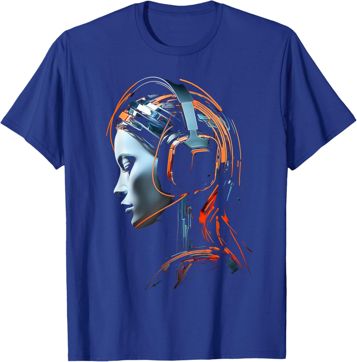 Women Headphones Abstract Art Graphic Artwork Women T-Shirt - T-Shirt | Royal