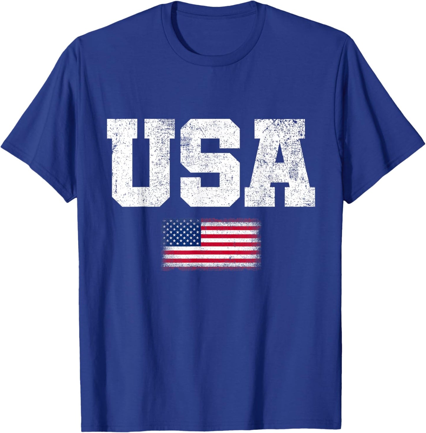 USA Men Women Patriotic American US Flag July 4th T-Shirt - T-Shirt | Royal