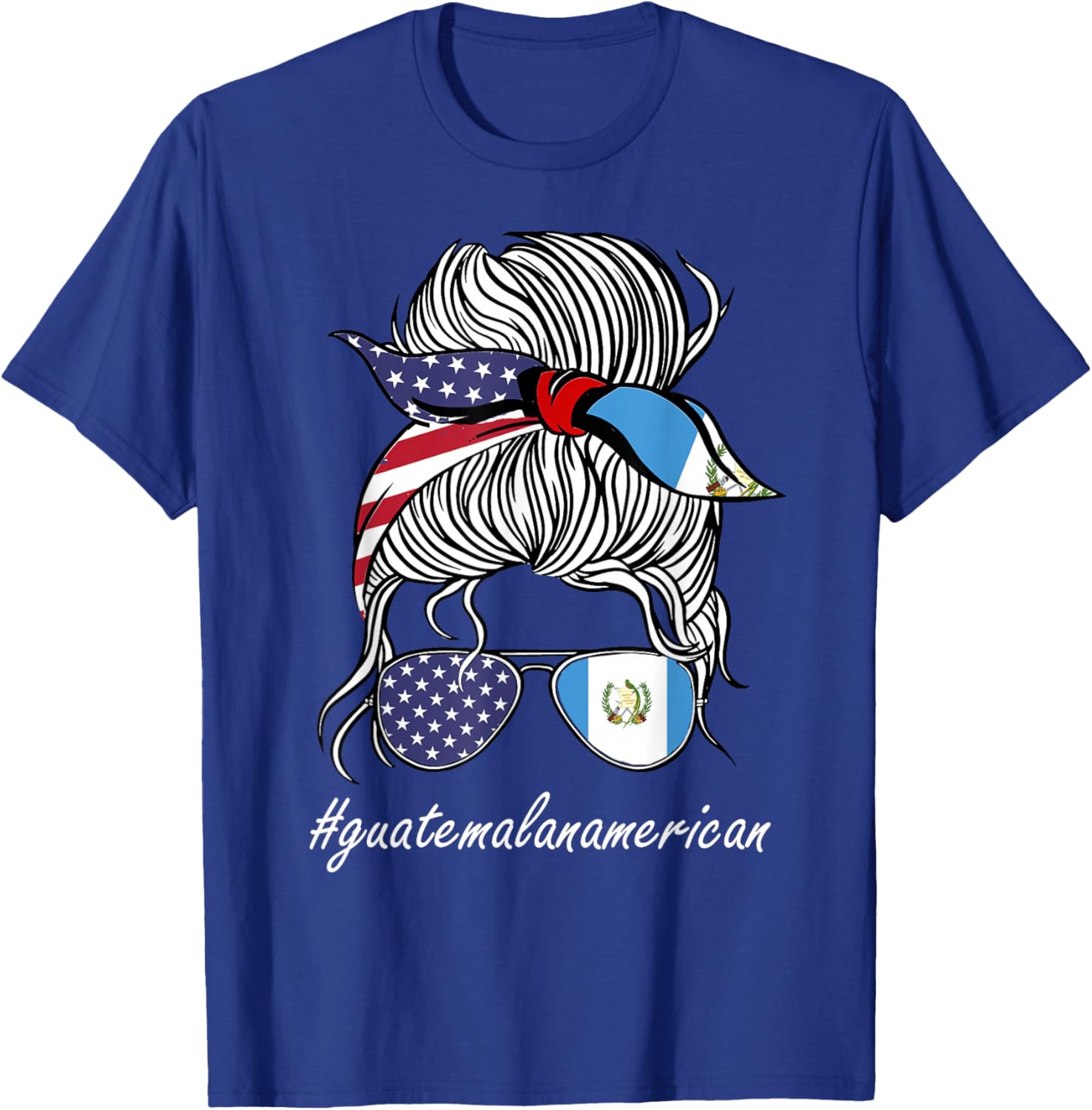 Guatemala Heritage American Grown Women Girl Guatemala Flag T-Shirt - T-Shirt | Royal