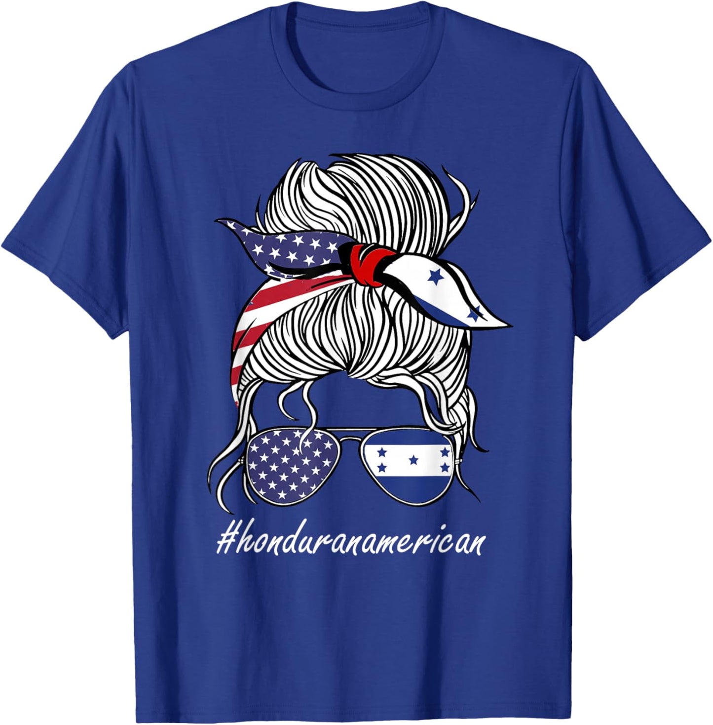 Honduras Heritage American Grown Women Girl Honduras Flag T-Shirt - T-Shirt | Royal