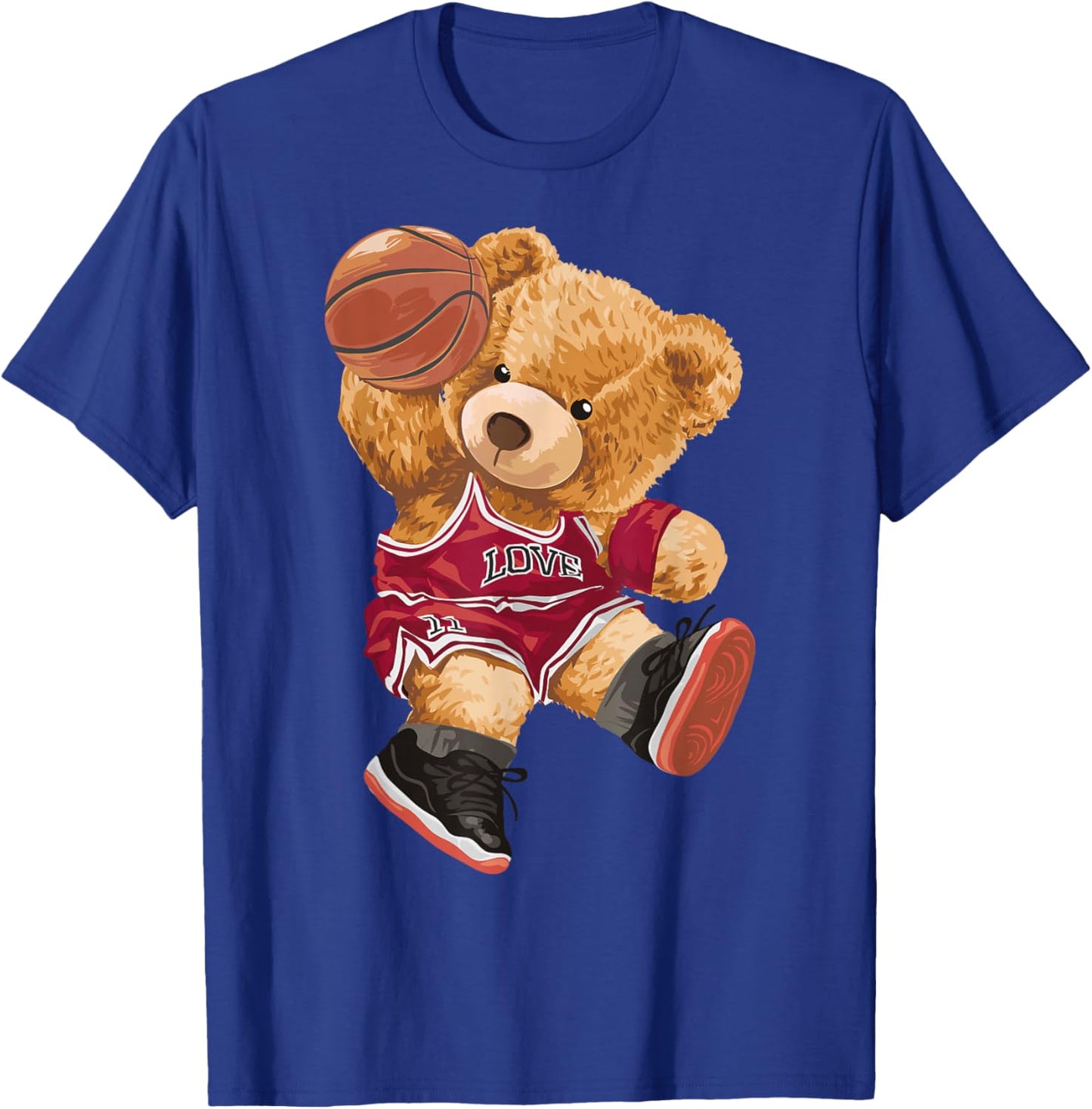 Cute Teddy Bear Playing Basketball Small T-Shirt - T-Shirt | Royal