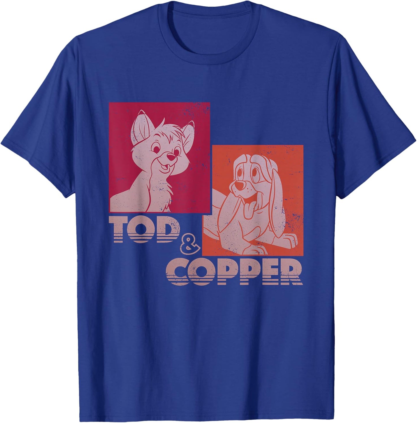 Disney The Fox and The Hound Tod & Copper Retro Small T-Shirt - T-Shirt | Royal