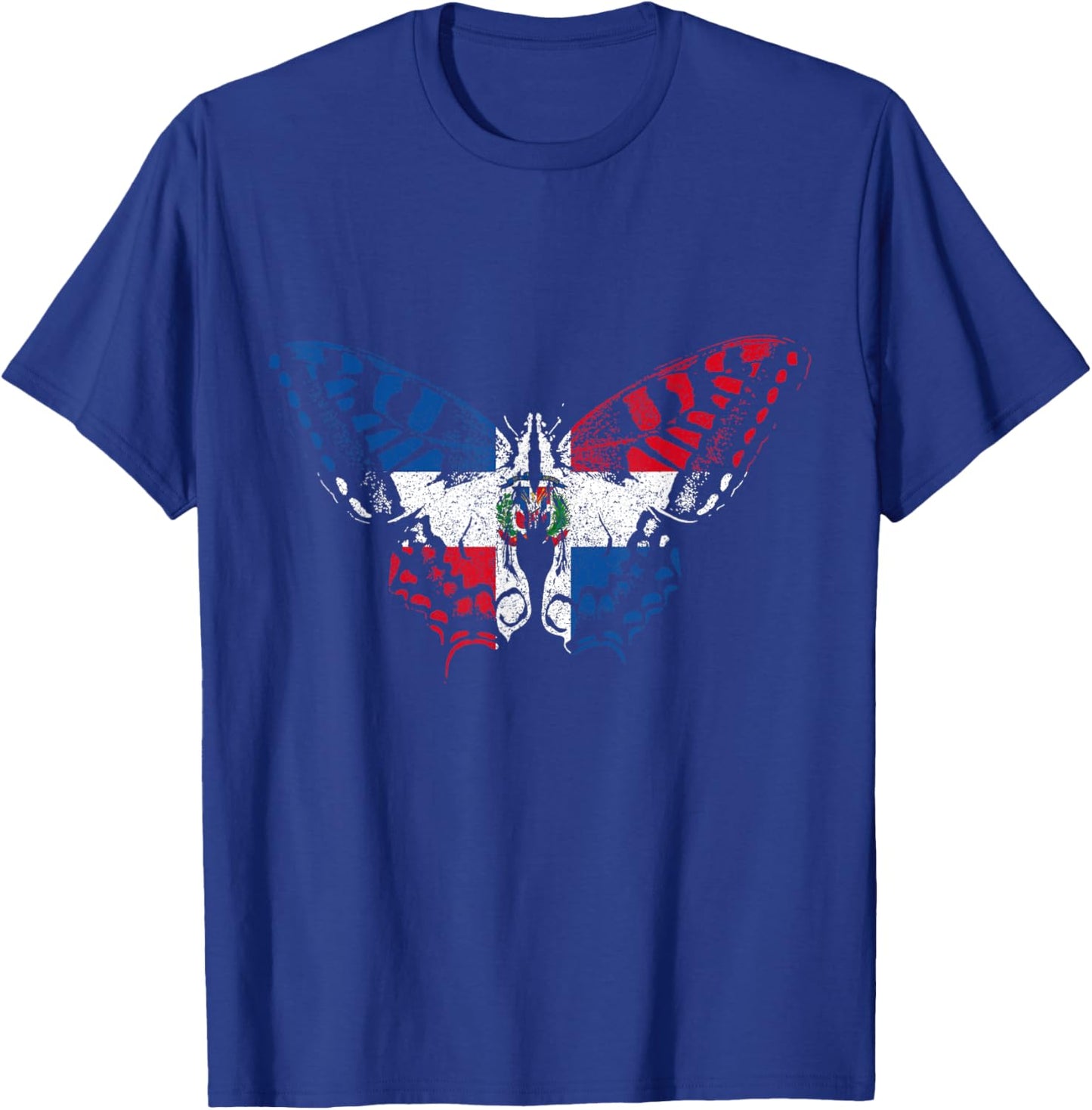 Dominican Republic Pride Butterfly Dominican Flag Vintage T-Shirt - T-Shirt | Royal