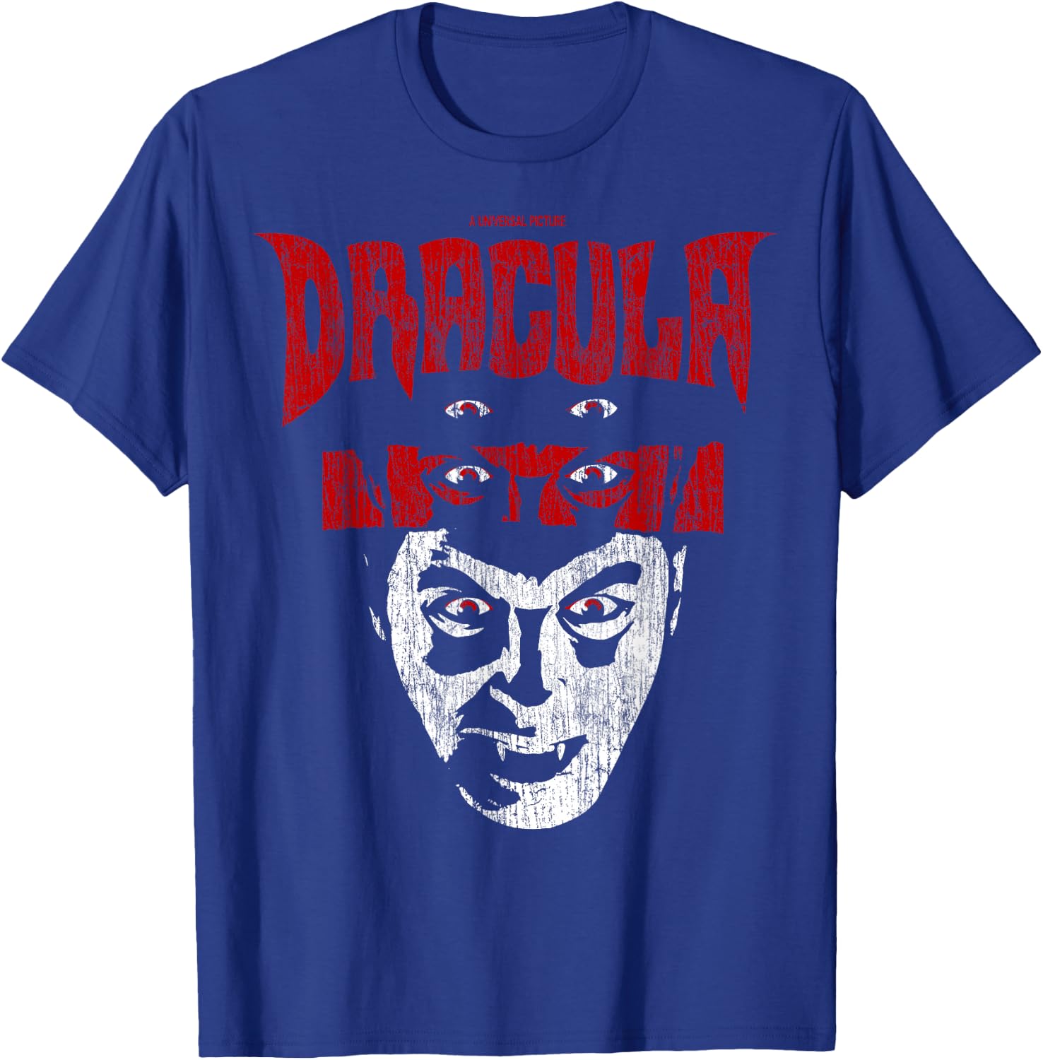 Universal Monsters Distressed Dracula Portrait Logo T-Shirt - T-Shirt | Royal