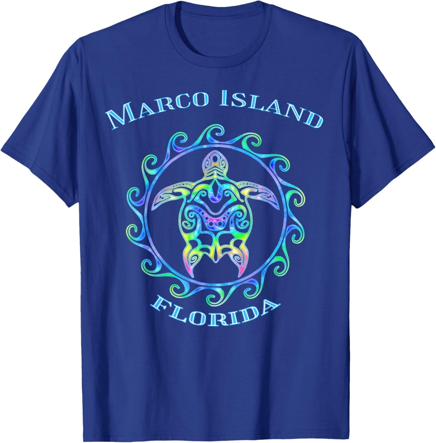 Marco Island Florida Vacation Colorful Turtle T-Shirt - T-Shirt | Royal