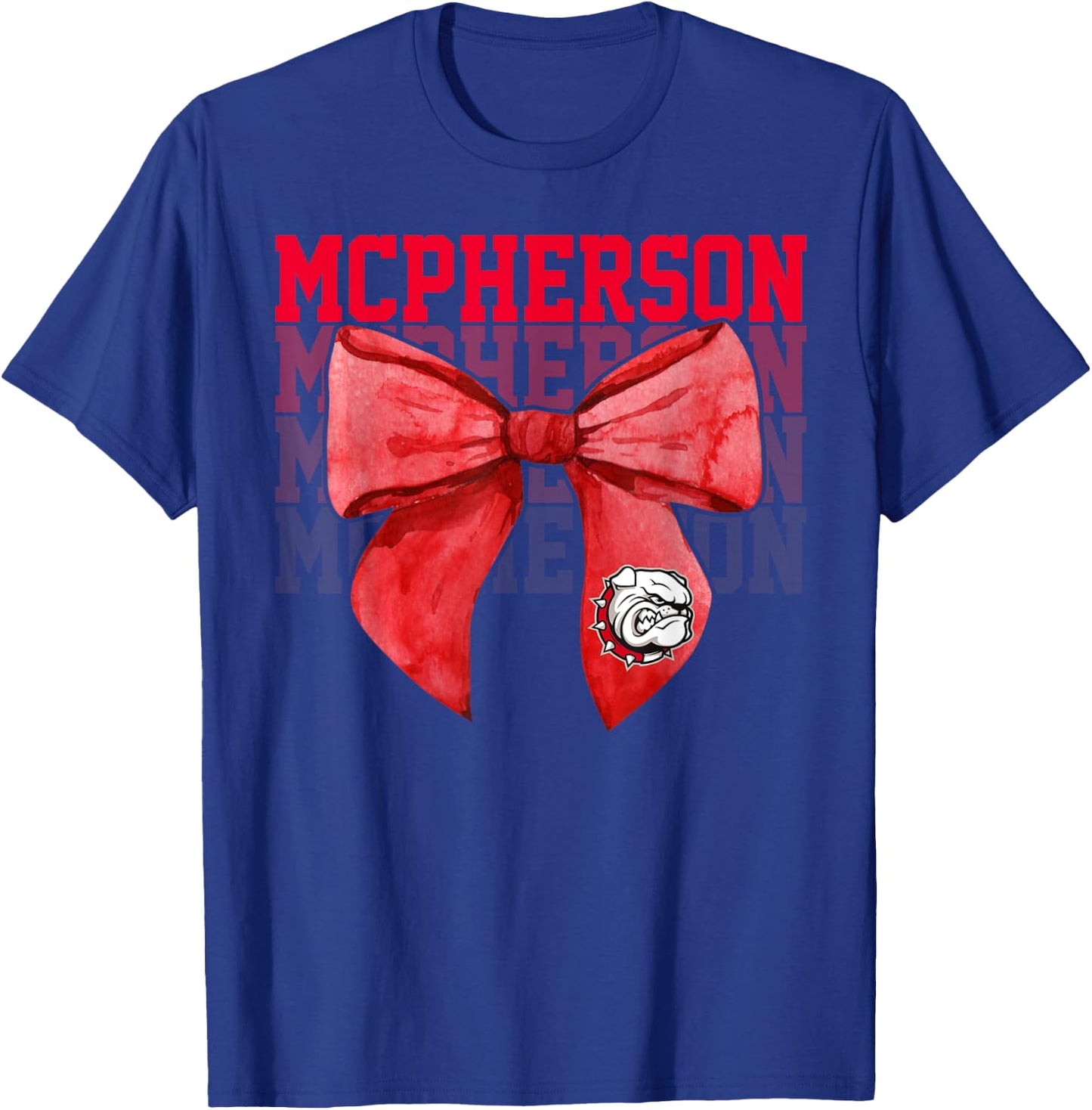 McPherson College Bow Vintage Athletics Girls Women T-Shirt - T-Shirt | Royal