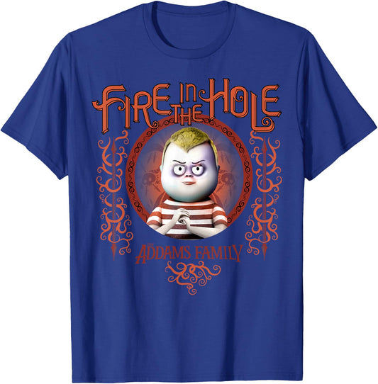 Addams Family Pugsley Addams Fire in The Hole Portrait Small T-Shirt - T-Shirt | Royal