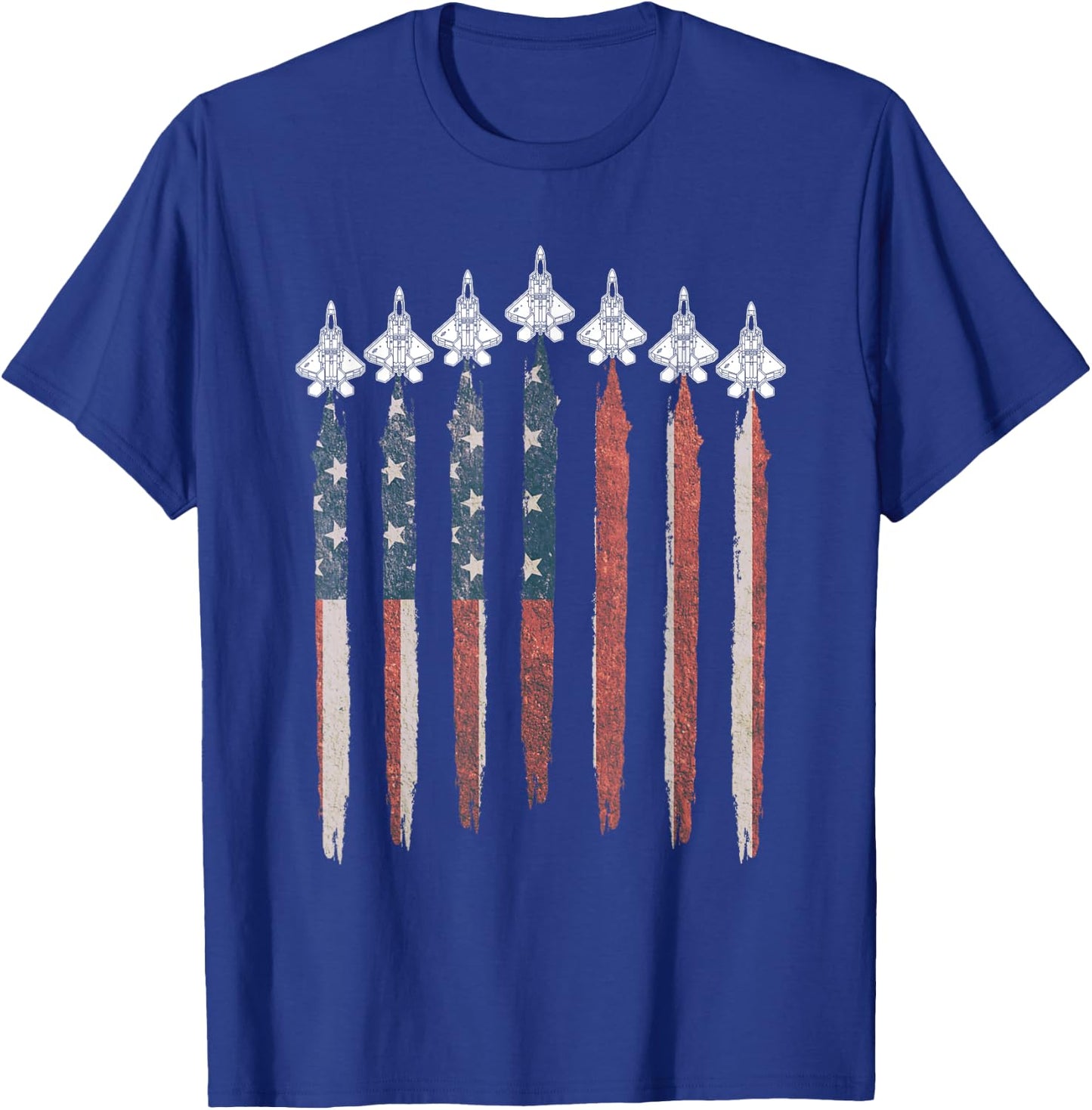 THE SALTY VETERAN F22 Raptor Fighter Jet USA Flag Airplane F-22 4th Of July Men's Black T-Shirt - T-Shirt | Royal