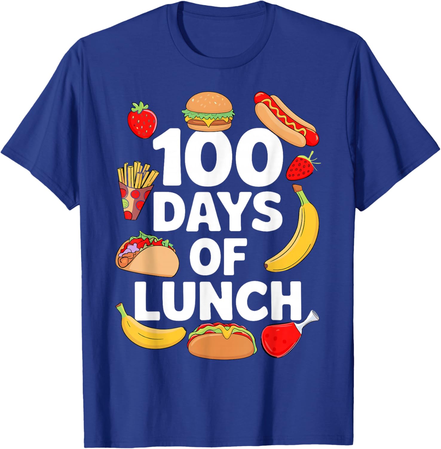 100 Days Of Lunch Lady Cafeteria Worker 100th Day Of School T-Shirt - T-Shirt | Royal