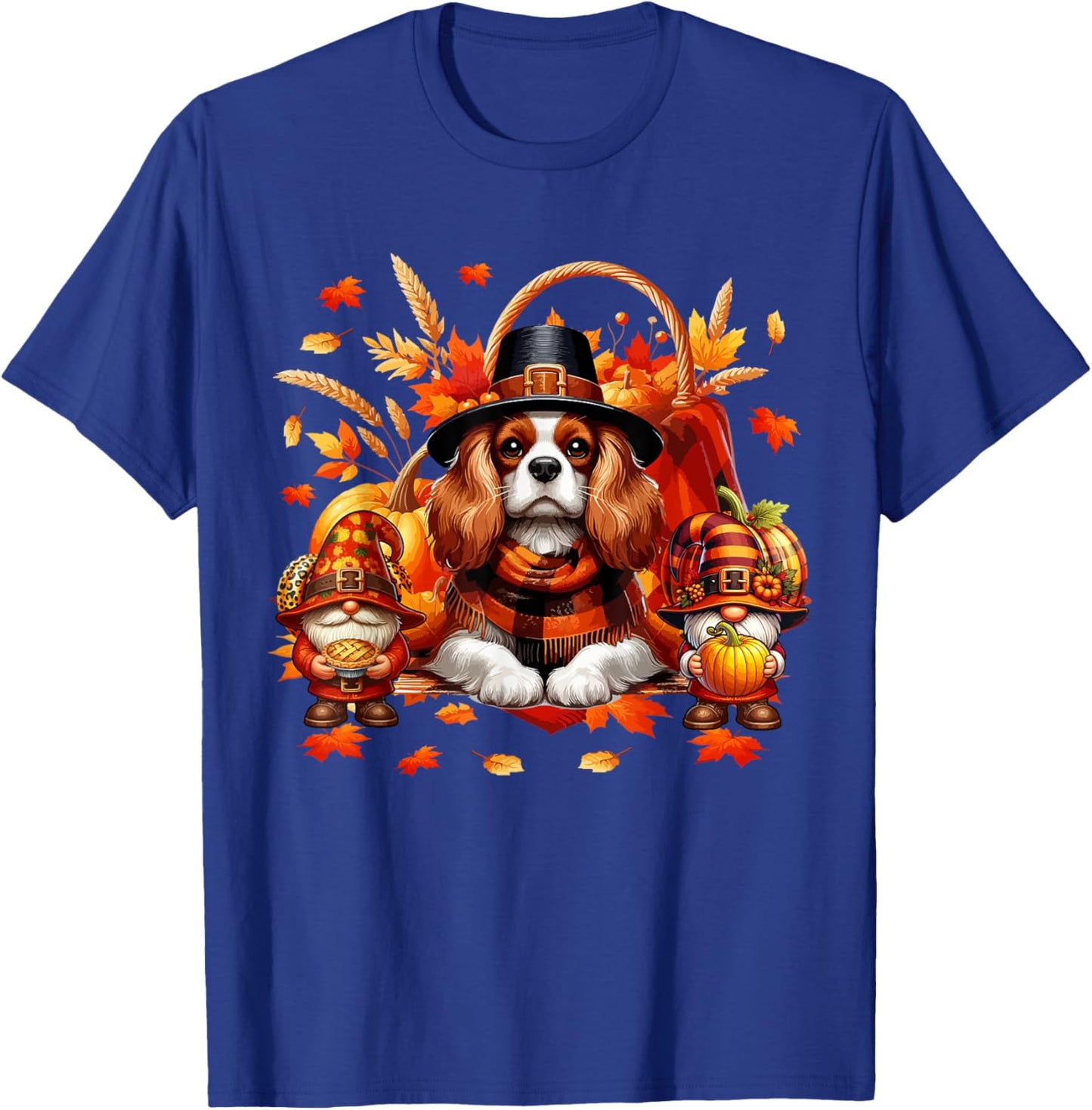 Thanksgiving Cavalier King Charles Spaniel With Gnomes Fall T-Shirt - T-Shirt | Royal