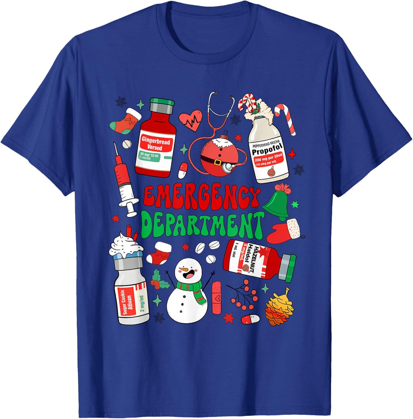 Christmas Emergency Room ER RN Nurse Department Healthcare T-Shirt - T-Shirt | Royal