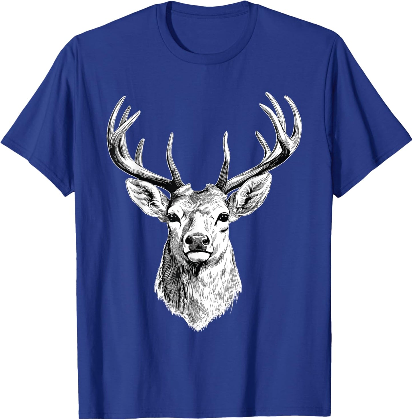 Artistic Deer Drawing - Antler Nature Animal Forest Lover T-Shirt - T-Shirt | Royal