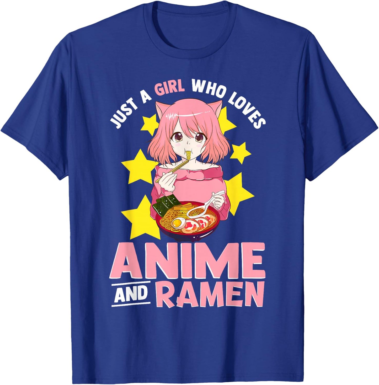 Just A Girl Who Loves Anime and Ramen Bowl Japanese Noodles,Short Sleeve T-Shirt - T-Shirt | Royal