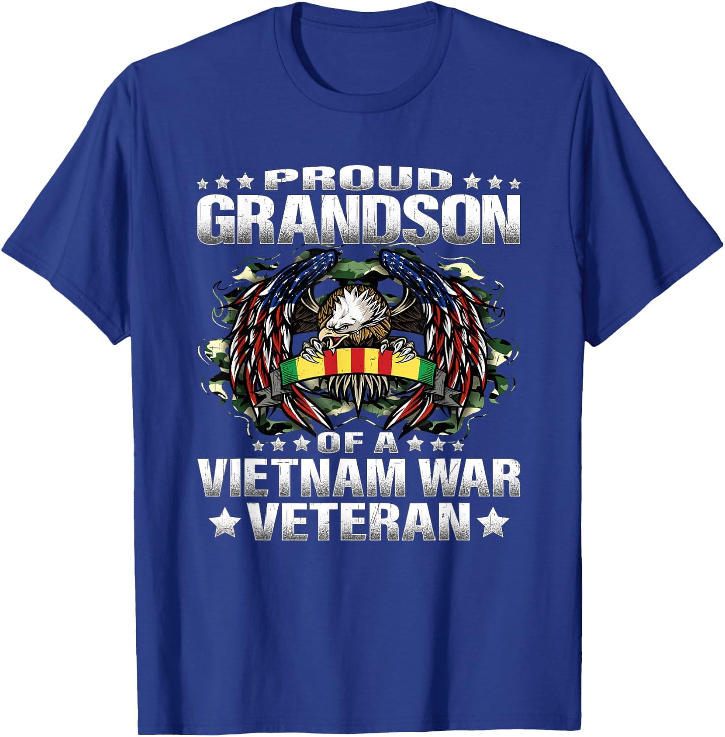 Proud Grandson Of A Vietnam Veteran Military Vets Family T-Shirt - T-Shirt | Royal