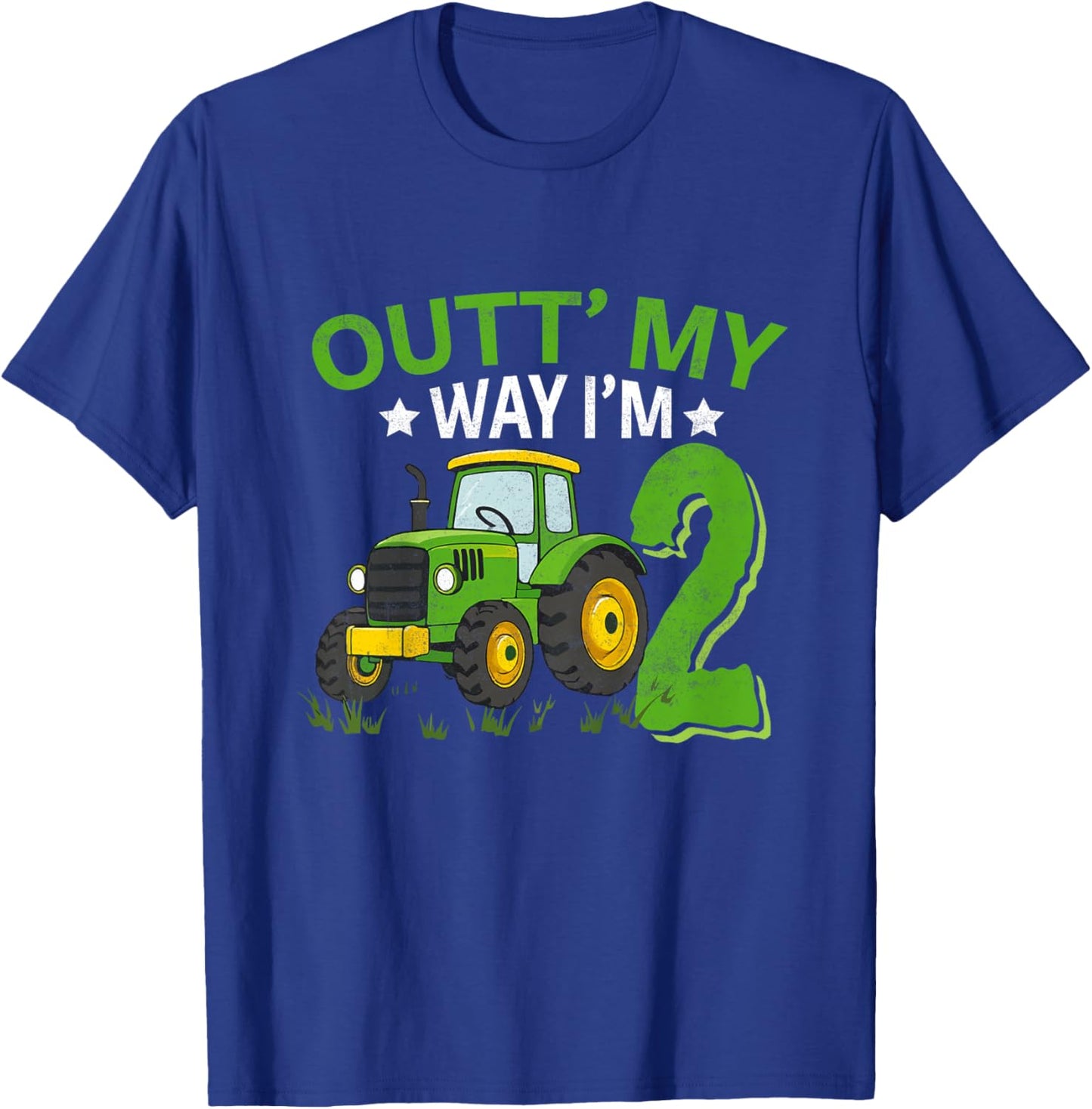 Kids Farm Tractor Boy 2nd Birthday 2 Year Old Toddler Birthday T-Shirt - T-Shirt | Royal