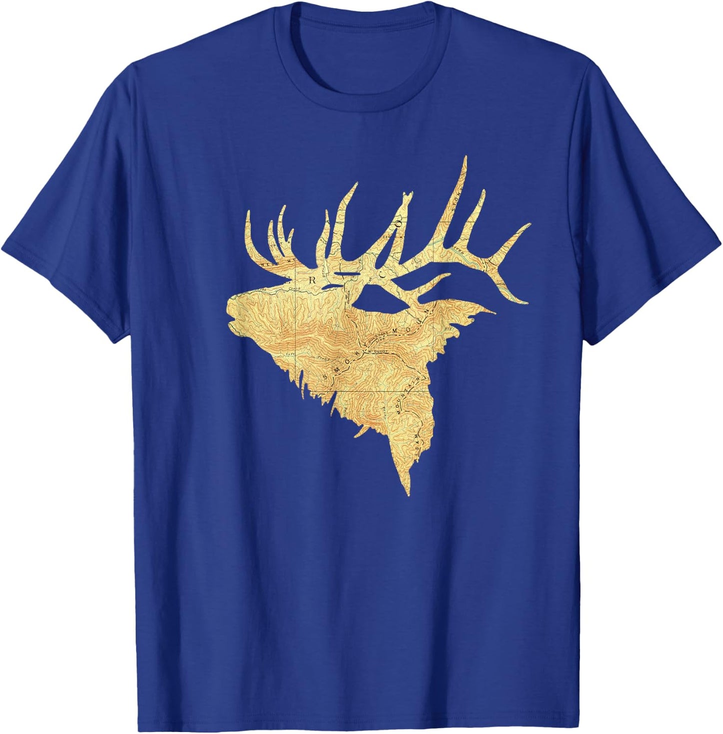 Topographical Bull Elk Topo Map Vintage T-Shirt - T-Shirt | Royal
