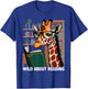 Giraffe Reading Book Eyeglasses Animals Teachers Zoo T-Shirt - T-Shirt | Royal