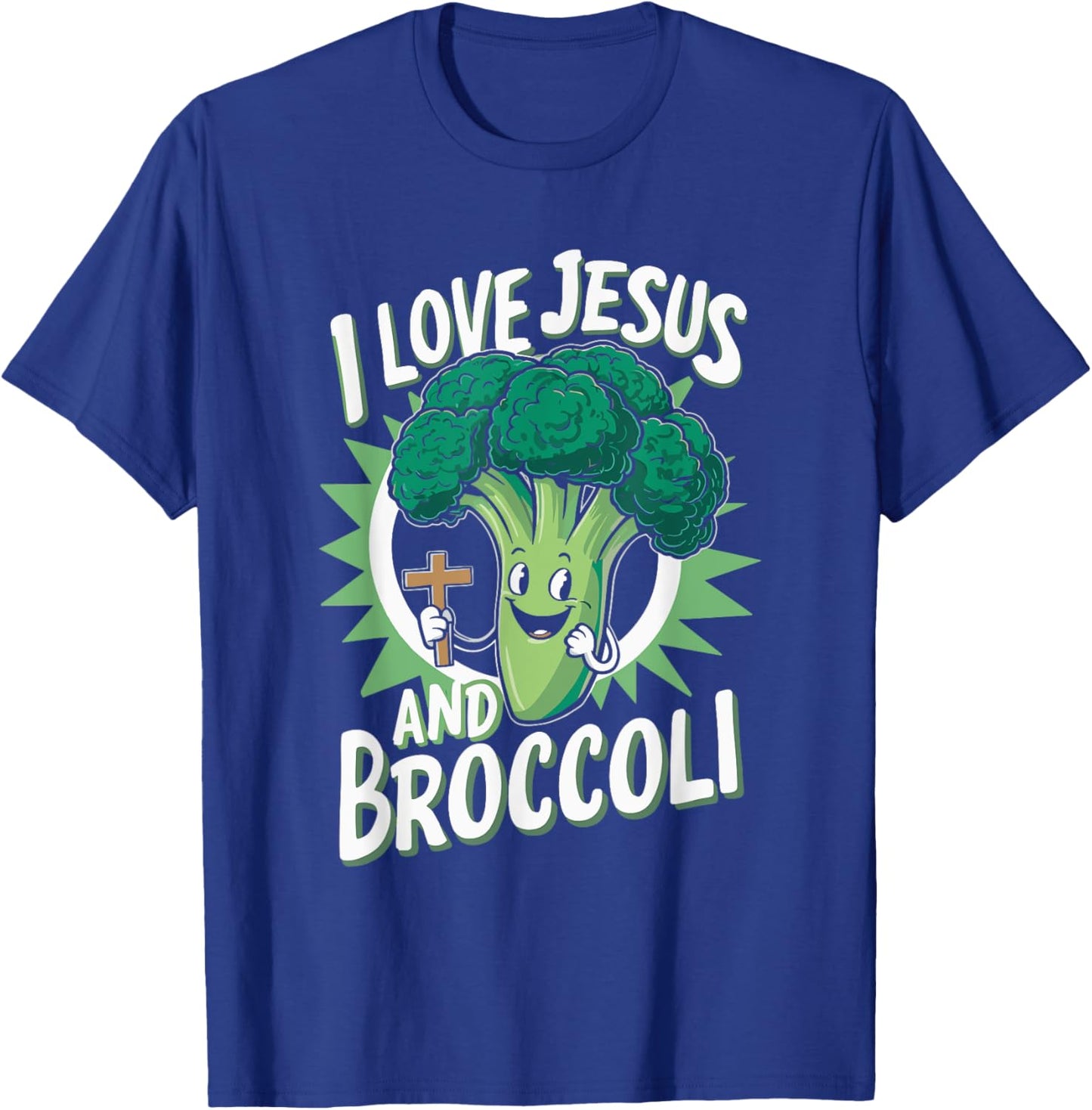 I Love Jesus And Broccoli T-Shirt - T-Shirt | Royal