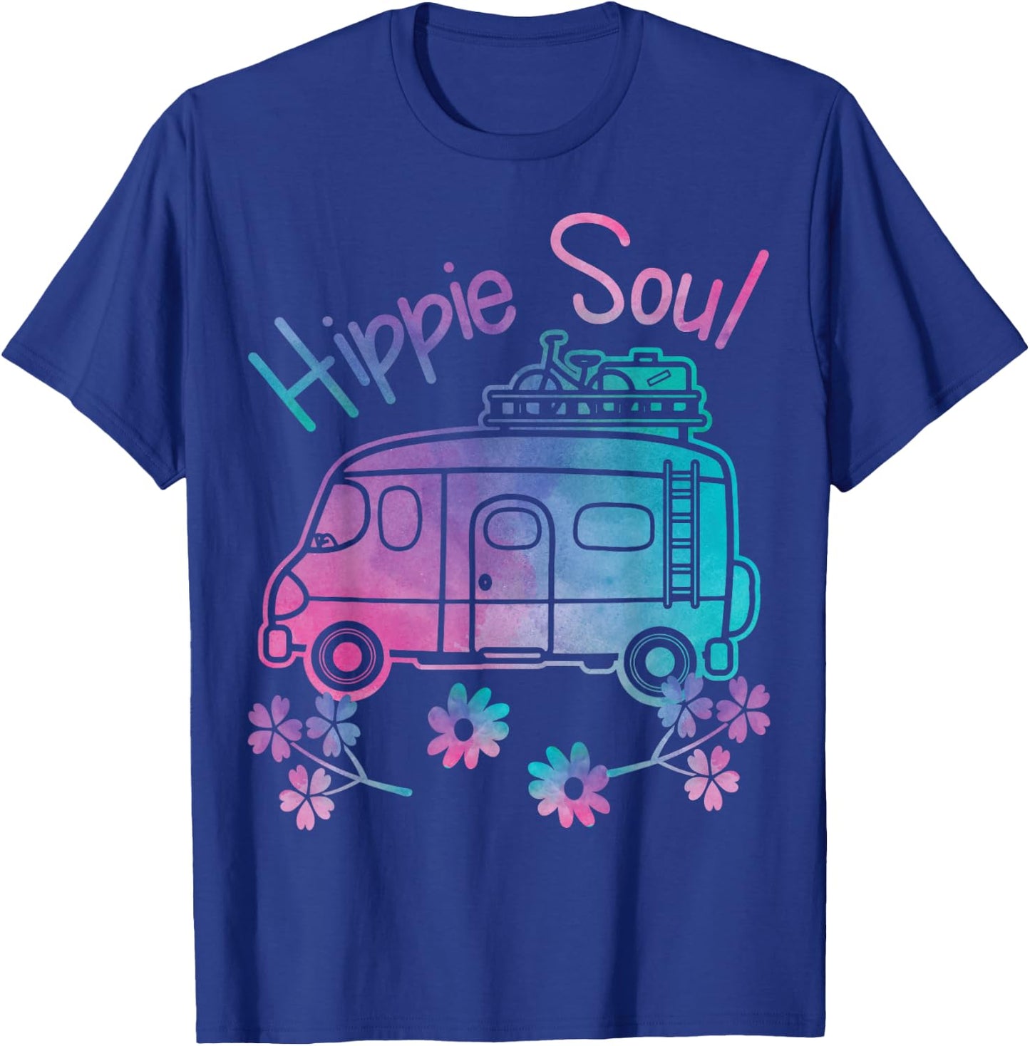 Hippie Soul Funny Camping Tie Dye Traveler Retro Van Gift T-Shirt - T-Shirt | Royal